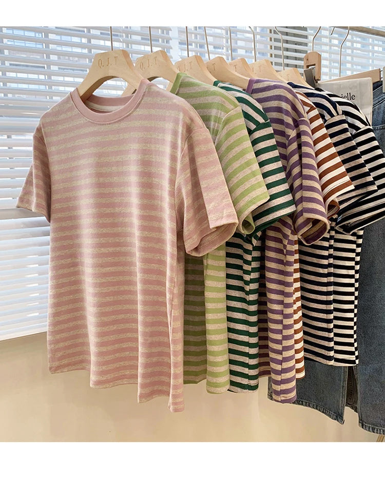 Short Sleeve Colors Striped Shirts