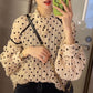 Retro Polka Dot Pattern Fold Blouse Shirt