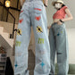 High Waist Trendy Embroidered Jeans Pants