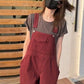 Loose Red Pockets Loose Long Jumpsuits