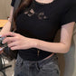 Hollow Cut Lace Cropped Shirts