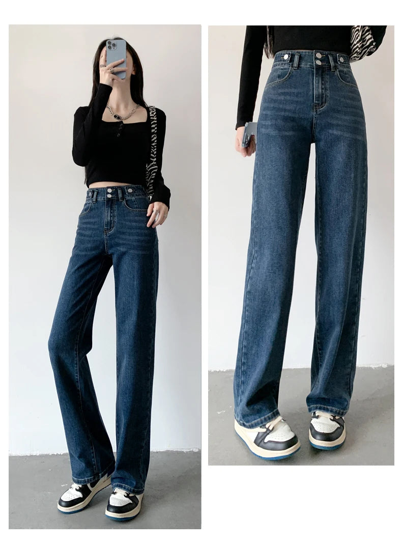 High Waist Full Length Basic Colors Jeans Pants