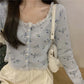 Floral Pattern Lace Cropped Sweater