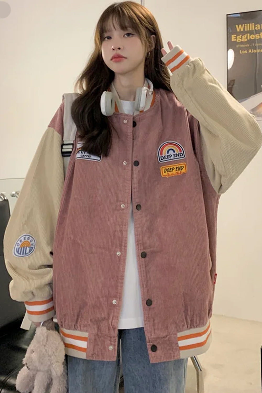 Retro Embroidered Corduroy Baseball Jacket