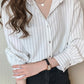 Long Sleeve Classic Striped Office Blouse Shirts