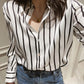 Long Sleeve Retro Black White Striped Blouse Shirts