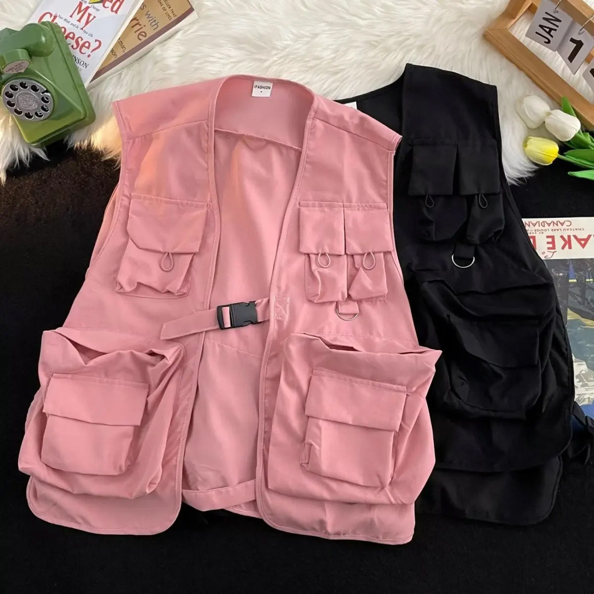 Cute Multi Pockets Vest Jacket