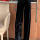 High Waist Long Office Velvet Pants