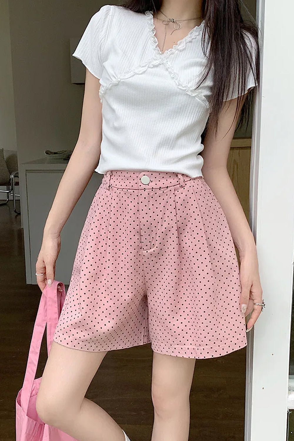 High Waist Dot Full Pattern Shorts Pants