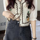 Flowers Embroidered Crochet Blouse Shirt