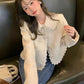 Sweet Lace Peter Pan Collar Cropped Cardigan Sweater