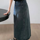 High Waist Retro Split A-Line Denim Skirts