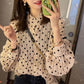 Retro Polka Dot Pattern Fold Blouse Shirt