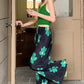 Loose Daisy Pattern Pleated Long Pants