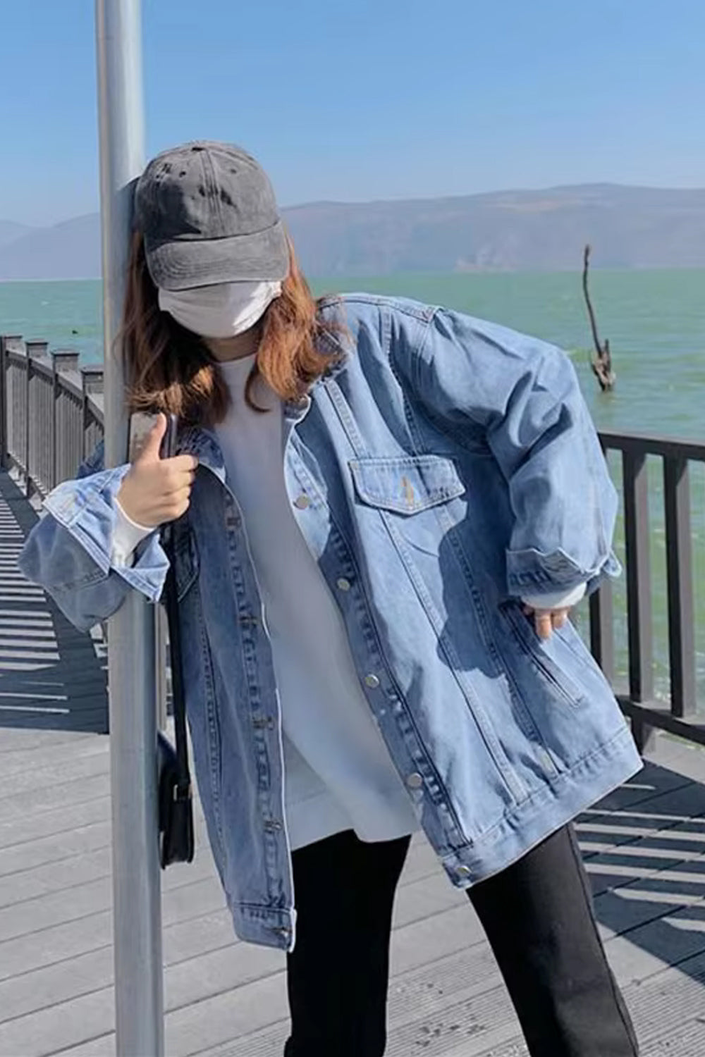 Loose Basic Blue Denim Jeans Jacket