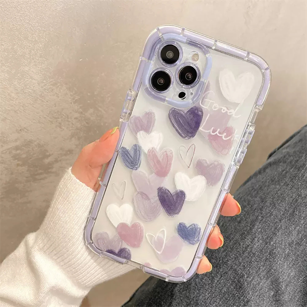 Cute Loves Pattern Transparent Case For iPhone