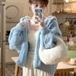 Loose Sweet Knitted Hooded Button Sweater