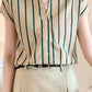 Striped Pattern Sleeveless Office Blouse Shirt