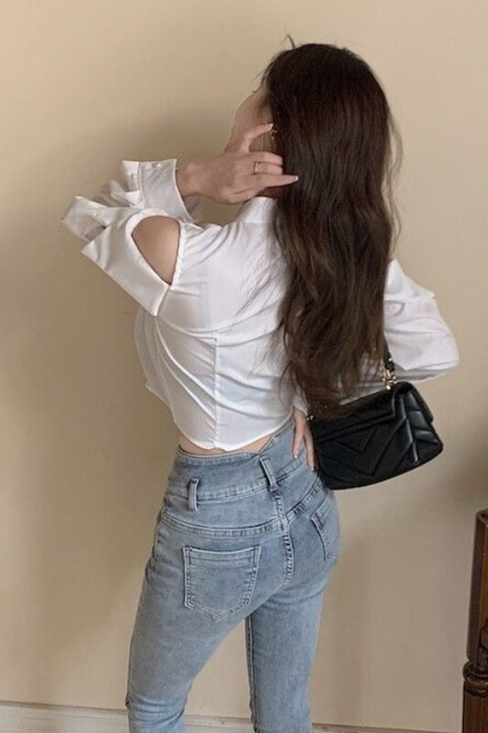 Long Sleeve Sexy Off Shoulder V-Neck Cropped Shirts