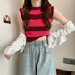 Sleeveless Colorful Striped Knitted Crop Tops