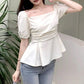 Puff Sleeve Square Collar Blouse Shirts