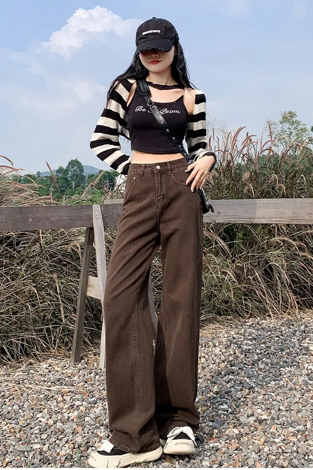 High Waist Dark Colors Casual Jeans Pants