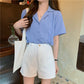 Cute Colors Notched Collar Blouse Shirt