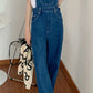 Vintage Loose Wide Leg Blue Denim Jumpsuits