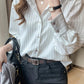 Long Sleeve Classic Striped Office Blouse Shirts