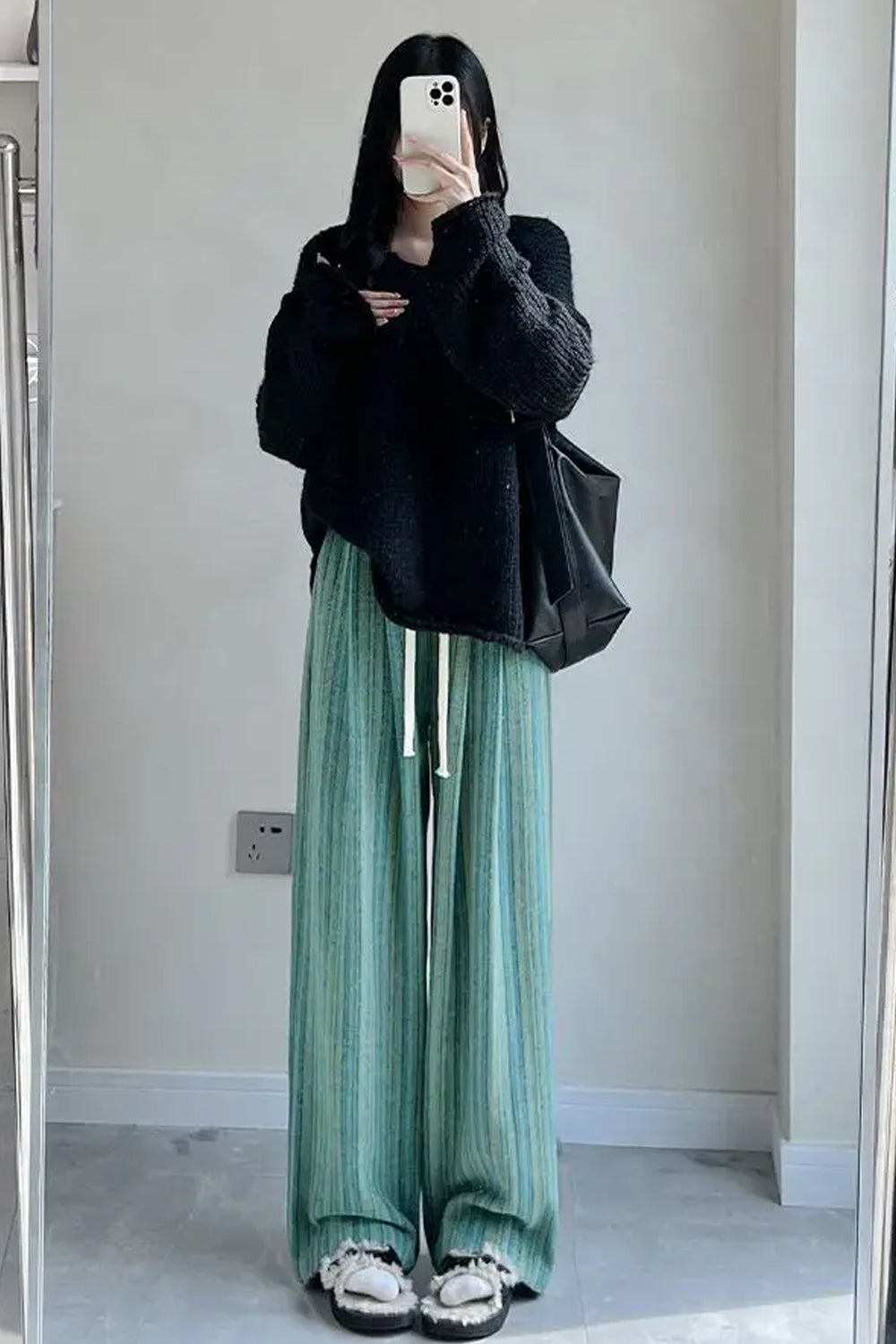 Loose Stylish Striped Long Woolen Pants