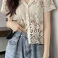 Sexy V-Neck Knitted Embroidered Lace Shirt