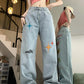 High Waist Trendy Embroidered Jeans Pants