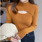 Long Sleeve Sexy Cut Out Mock Neck Knitted Sweater