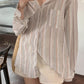 Long Sleeve Retro Striped Casual Blouse Shirts