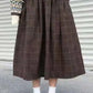 High Waist Loose A-Line Midi Plaid Skirts