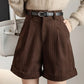 High Waist Wide Leg Corduroy Shorts