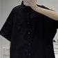 Loose Retro Solid Black Blouse Shirts