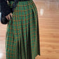 Vintage Green Plaid Office Long Skirt