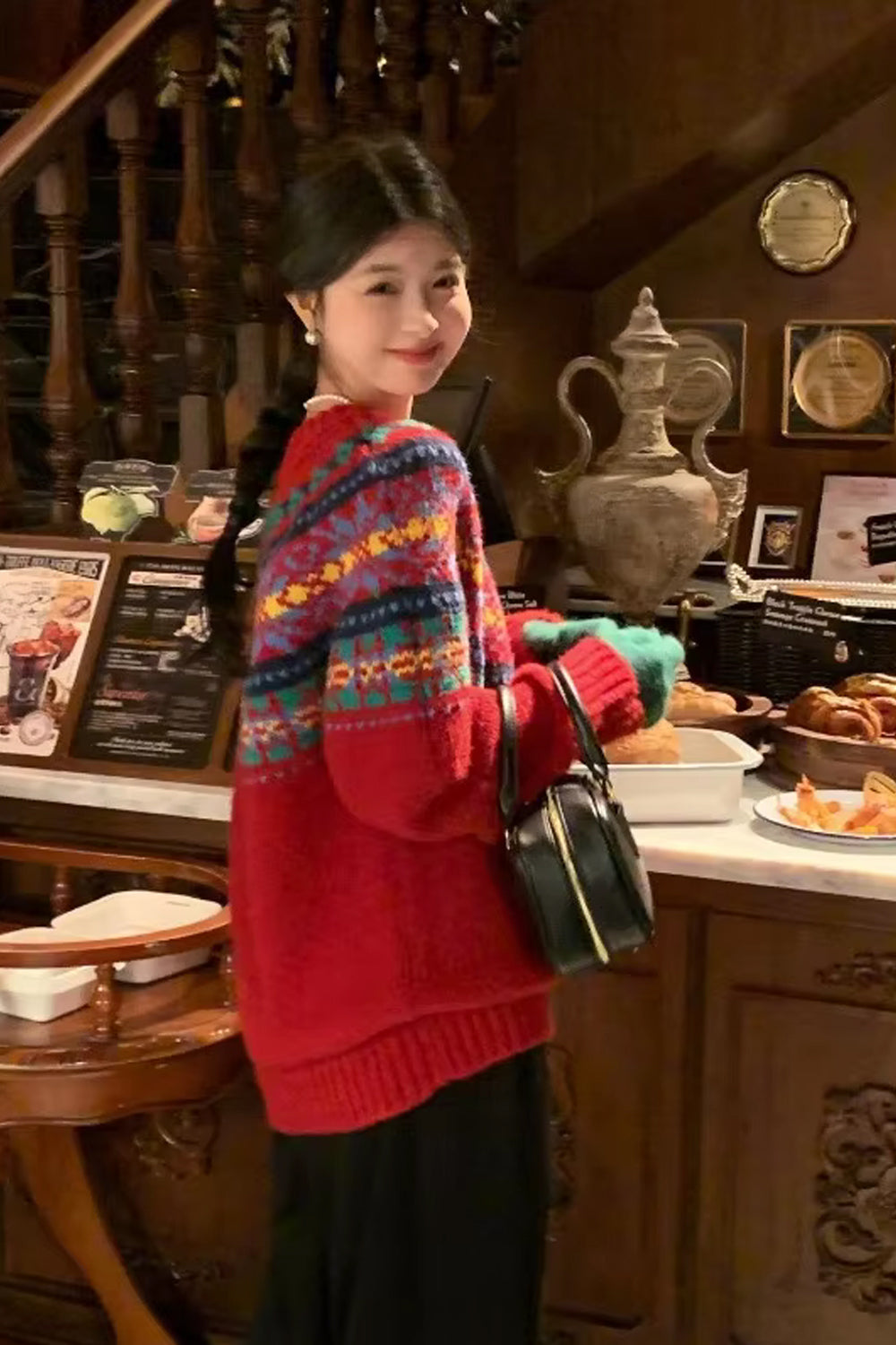 Loose O-Neck Knitted Retro Christmas Sweater