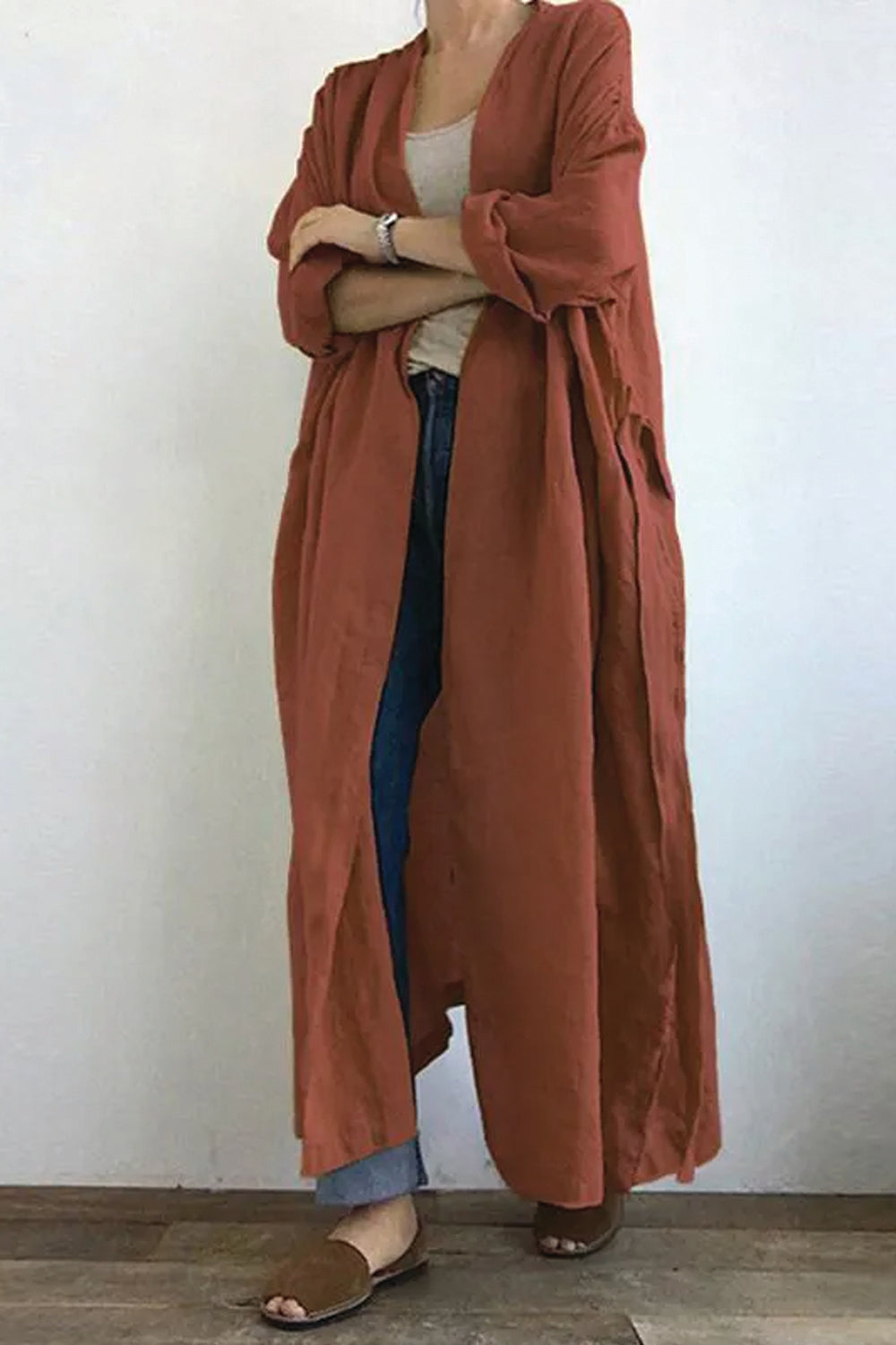 Long Sleeve Long Cotton Outer Cardigan