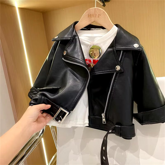 Long Sleeve Unisex Leather Kids Jacket