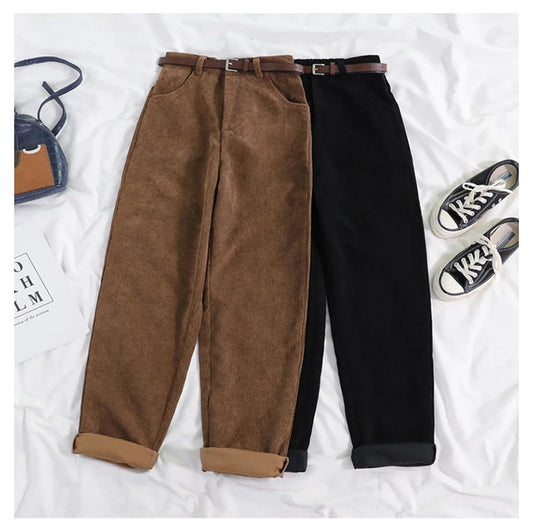 High Waist Vintage Wide Leg Corduroy Pants