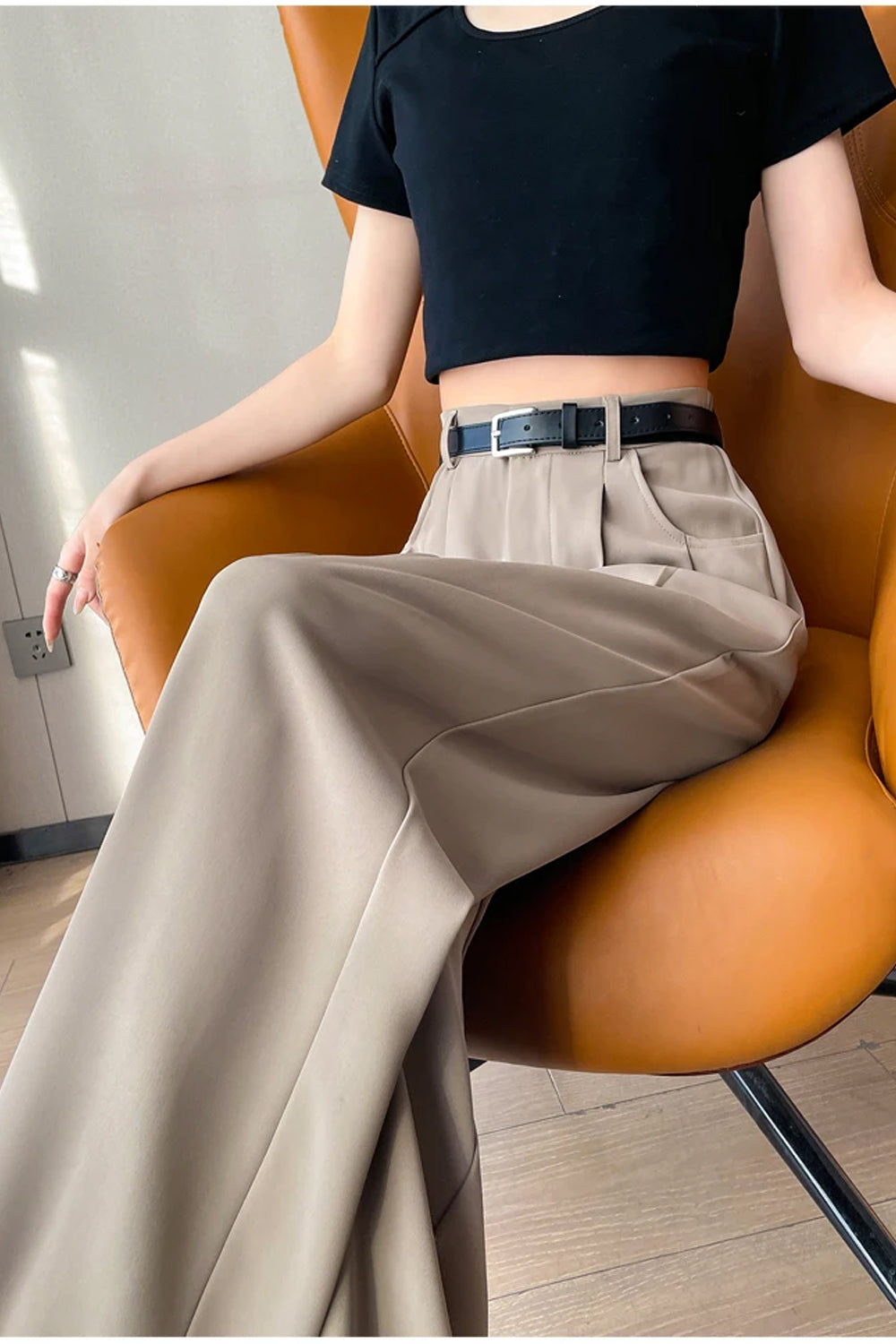 High Waist Loose Wide Leg Office Pants