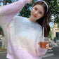 Long Sleeve Gradient Colors Hollow Out Sweater