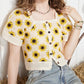 Square Collar Flowers Embroidered Knitted Ruffle Shirt