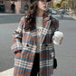 Vintage Mid Length Plaid Coat Jacket