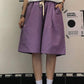 Elastic Waist Knee Length Shorts Pants