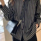 Long Sleeve Dark Color Striped Blouse Shirts