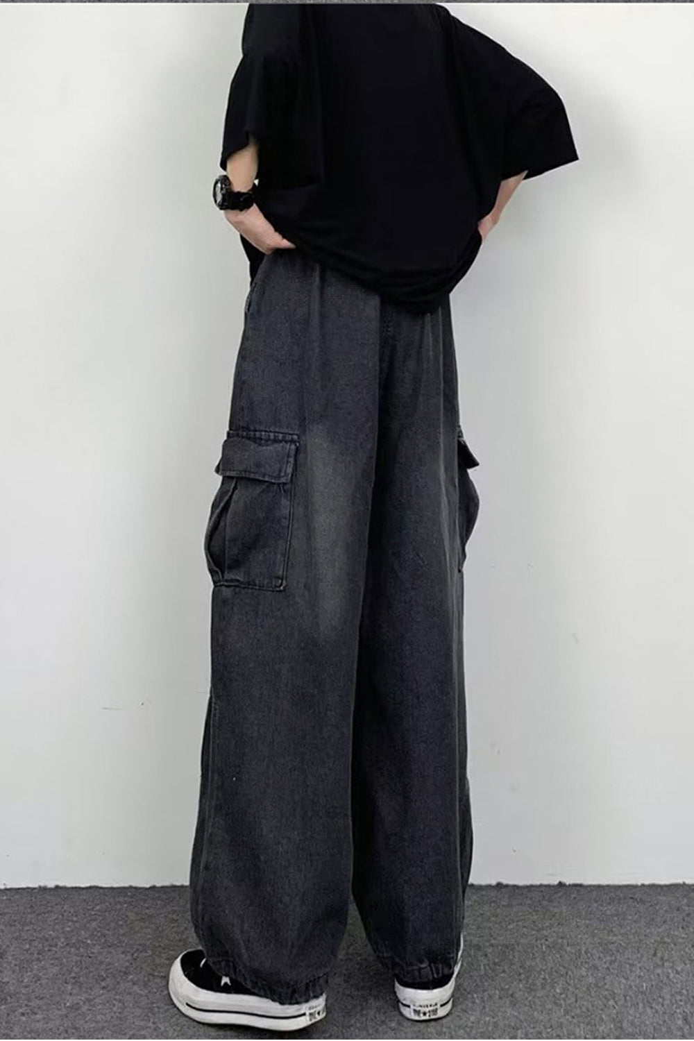 Loose Side Pockets Casual Jeans Pants