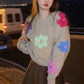 Casual 3D Flowers Knitted Sweater